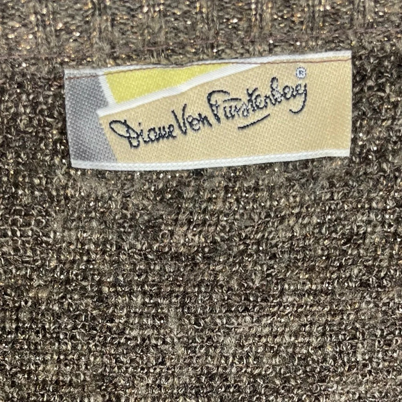 Diane VonFurstenberg Cardigan Womens M/L Vintage Shimmer Metallic Holiday Warm - Picture 8 of 9